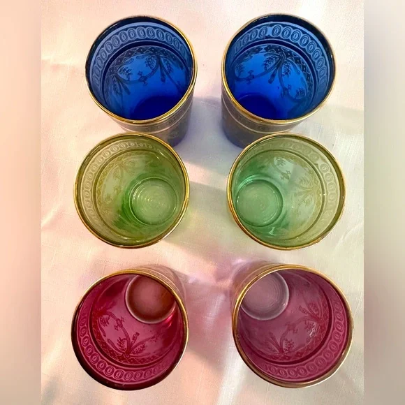 🌈✨ Set of 6 Moroccan Tea Glasses – Colorful, Gilded, & Ready to Party! 💃🍵🌿🌸 - Picture 9 of 16